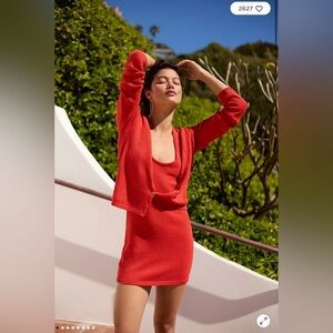 Free People Sadie Sweater Mini Dress Set with a cardigan